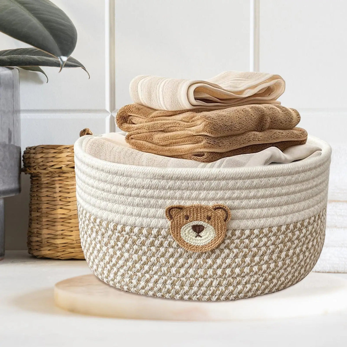 Small Woven Cotton Rope Storage Basket – Bedroom & Nursery Woven Storage Basket Axl