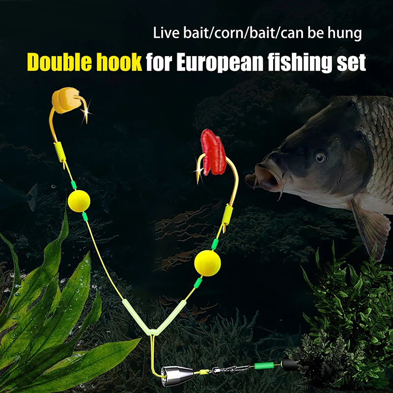 Double Hook Carp Hair Rig – Anti-Eject Ready Made Fishing Rig Carp Fishing Rig Axl