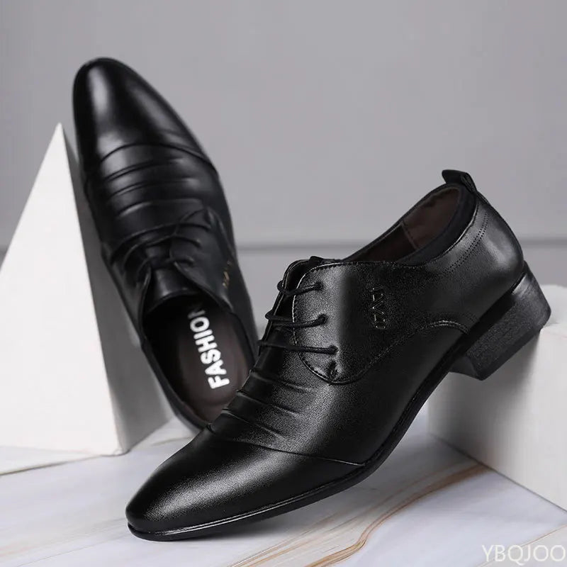Men's Plus Size Formal Leather Shoes – Lace-Up Business Flats Men's Dress Shoes Axl