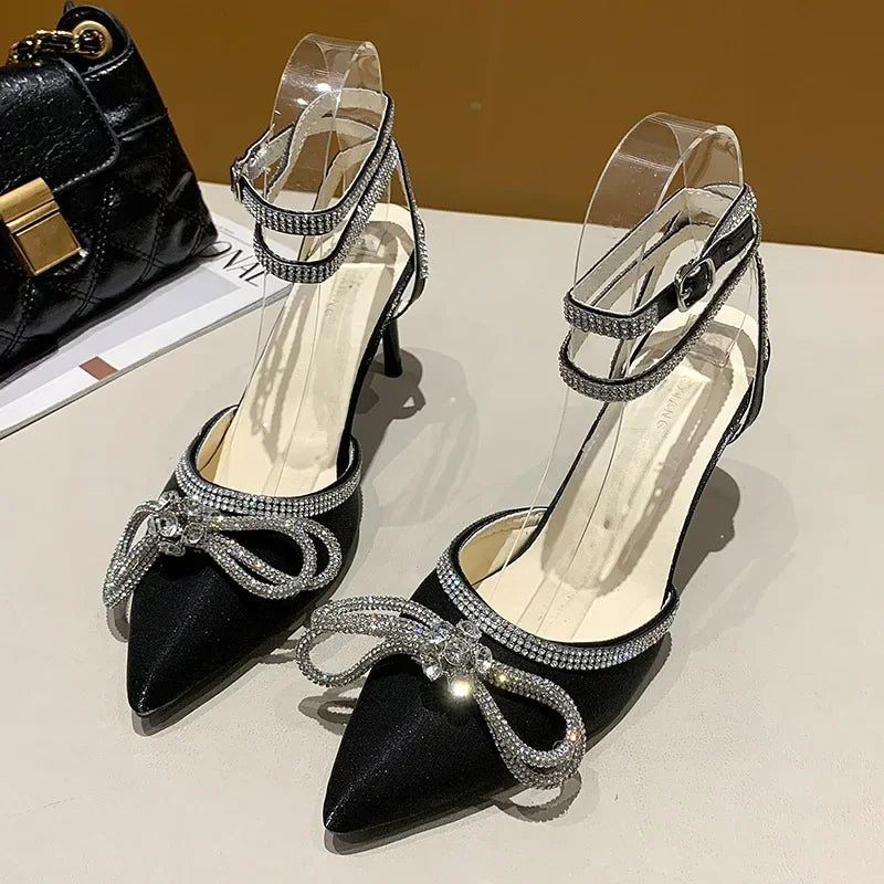 Women's Rhinestone Slingback High Heels – Elegant Wedding Sandals High Heel Sandals Axl