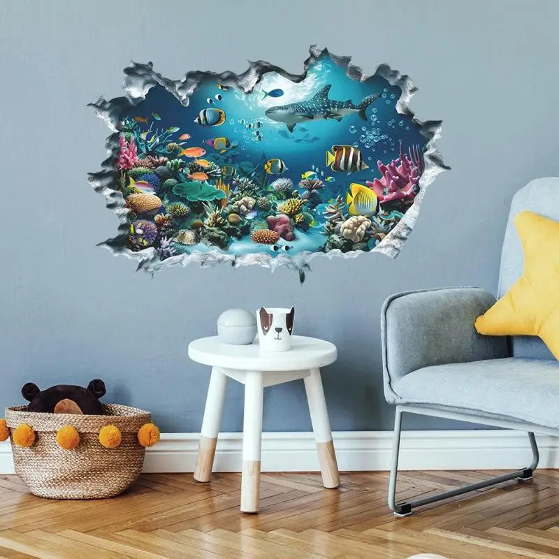 3D Shark Wall Sticker – Ocean Broken Wall Decal for Kids Wall Decal Sticker Axl Default Title