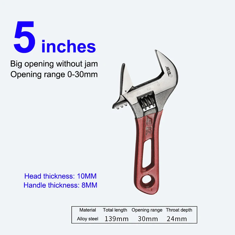 Adjustable Wrench 4/5/6/8 Inch Short Handle Mini Spanner Adjustable Wrench Axl A2