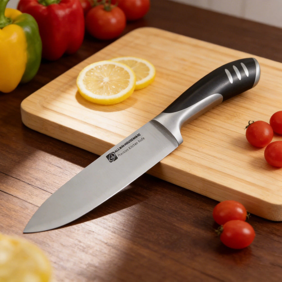 8-Piece Stainless Steel Kitchen Knife Set with Wood Block | YRIDEFE Kitchen Knife Set Axl
