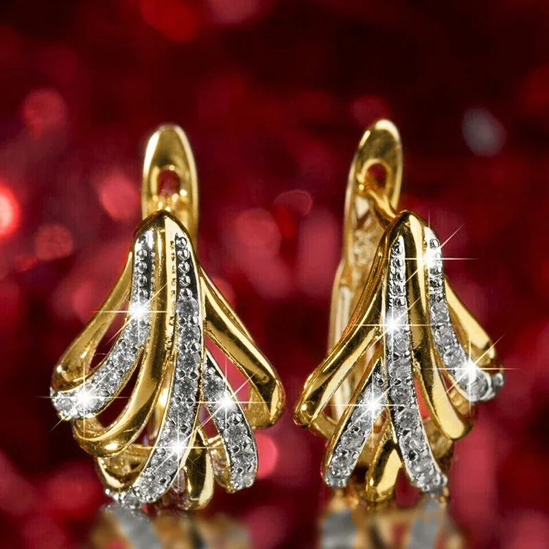 Huitan Two-Tone Sparkling Hoop Earrings | Cubic Zirconia Hoop Earrings Axl