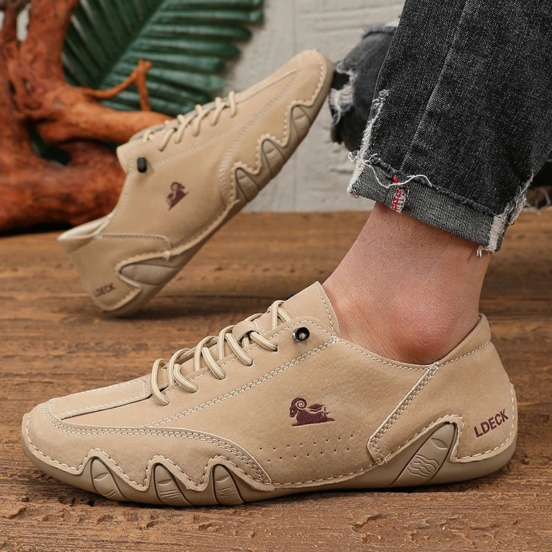 ZULIWAGN Men's Waterproof Anti-Slip Casual Loafers | Lace-Up Men's Casual Loafers Axl Khaki 41