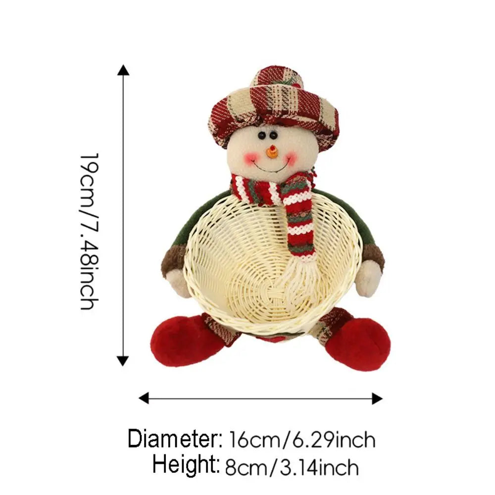 Christmas Candy Basket with Santa & Snowman Doll | Festive Bowl Christmas Candy Basket Axl Snowman