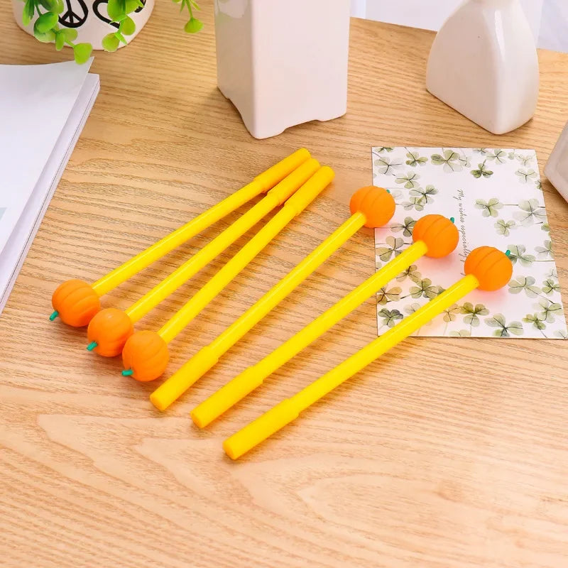 5-Pack Kawaii Pumpkin Gel Pens 0.5mm Black Ink Refillable Gel Pens Set Axl Black 5pcs