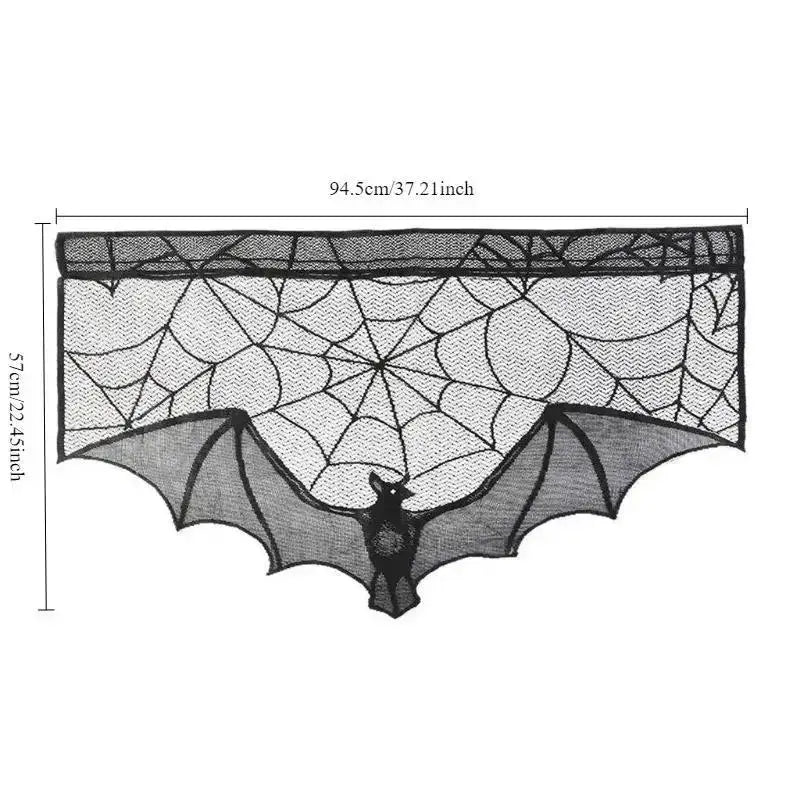 Gothic Bat Lace Curtain – Halloween Cobweb Tablecloth & Runner Halloween Lace Curtain Axl A