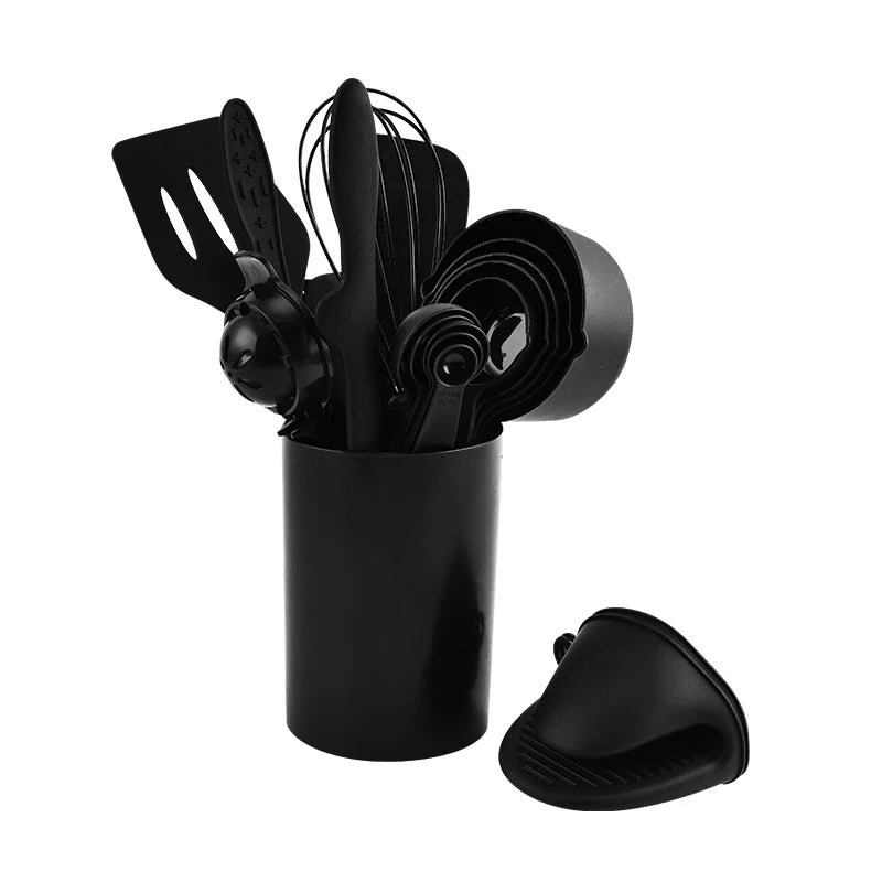 21-Piece Silicone Kitchen Baking & Cooking Tool Set Silicone Kitchen Set Axl Black