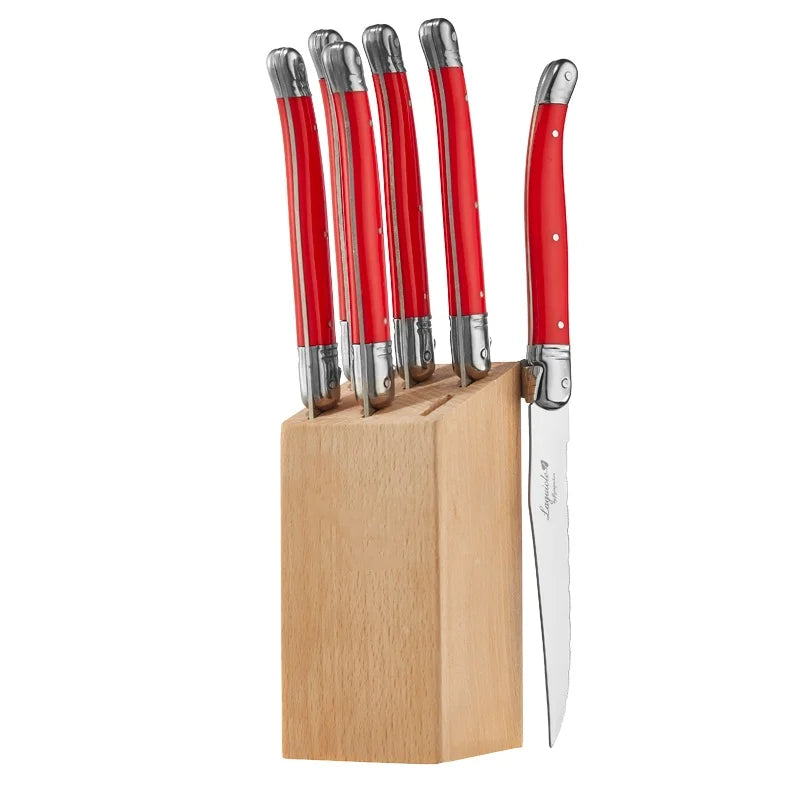 Laguiole-Style Steak Knife Set 6-Piece | Stainless Steel Cutlery Steak Knife Set Axl