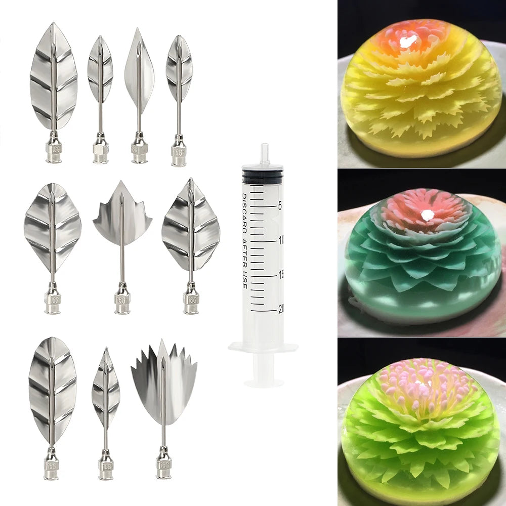 10-Pc 3D Gelatin Art Nozzle Set & Syringe – Jelly Cake Tool Gelatin Art Tool Set Axl