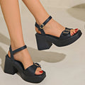 Women's Wedge Sandals – Buckle Strap High Heel Open Toe Wedge Sandals Axl black 40
