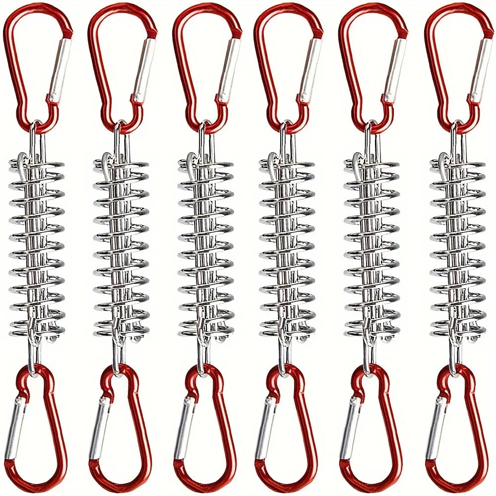 Stainless Steel Tent Tensioner Spring Buckle & Carabiner Clips Tent Camping Hardware Axl 6PCS
