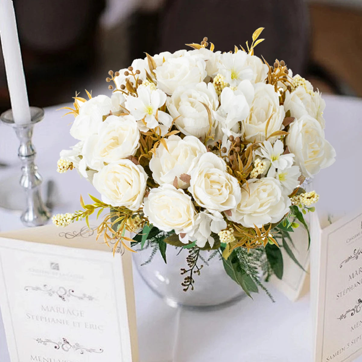 Artificial Silk Rose Peony Bouquet – Wedding & Home Décor Artificial Flower Bouquet Axl