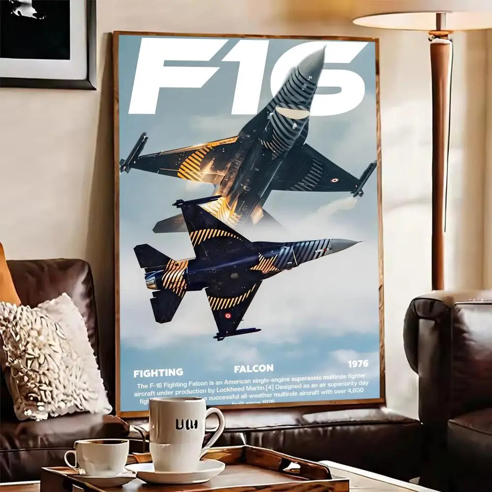 F-16 F-22 F-35 Fighter Jet Wall Poster Sticker | HD Art Decor Wall Art Sticker Axl