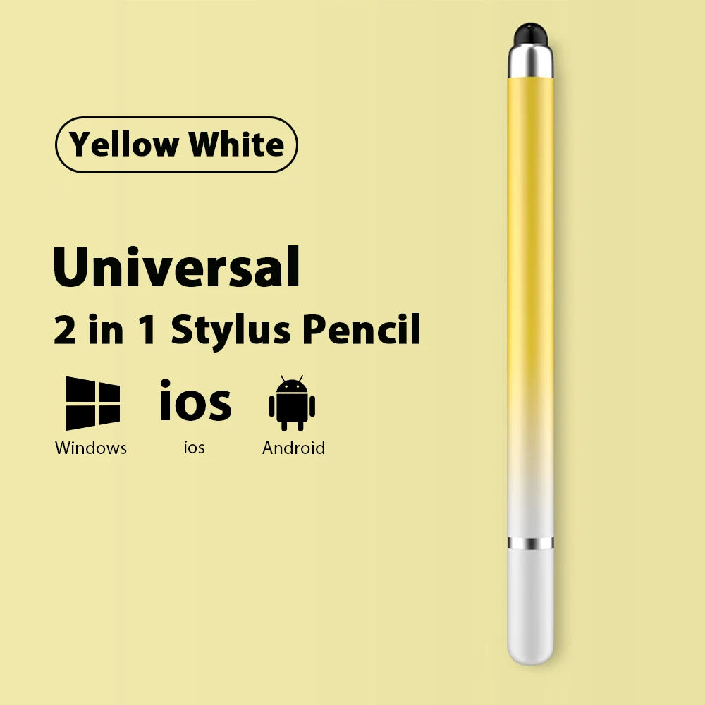 Universal 2-in-1 Stylus Pen – Disc & Silicone Tip for iPad & Tablet Tablet Stylus Pen Axl Yellow White