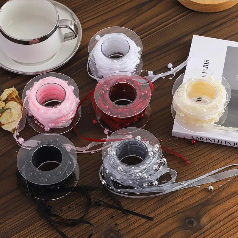 4.5m Pearl Bead Yarn Ribbon – Florist Gift Wrap & Sewing Trim Beaded Craft Ribbon Axl