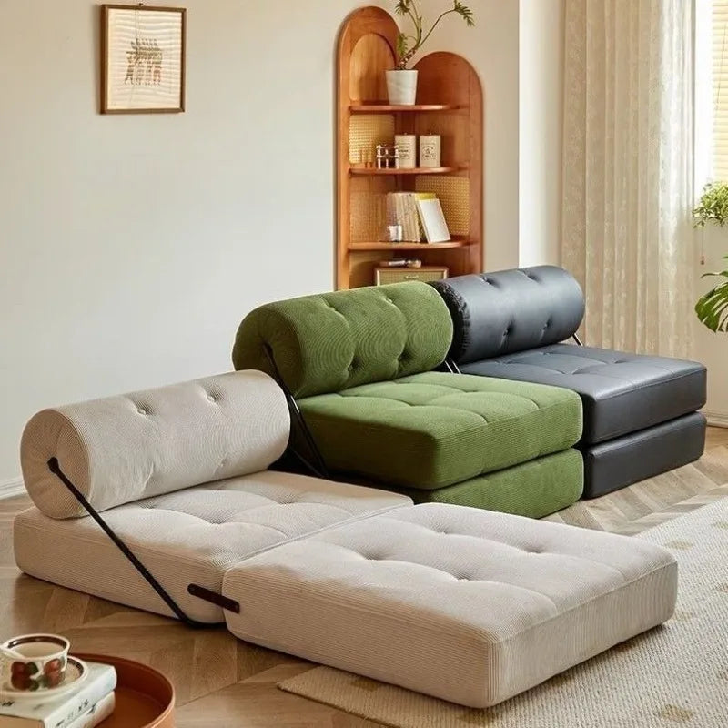 Foldable Nordic Lazy Sofa Bed | 1-Person Corduroy Lounge Chair Foldable Sofa Bed Axl