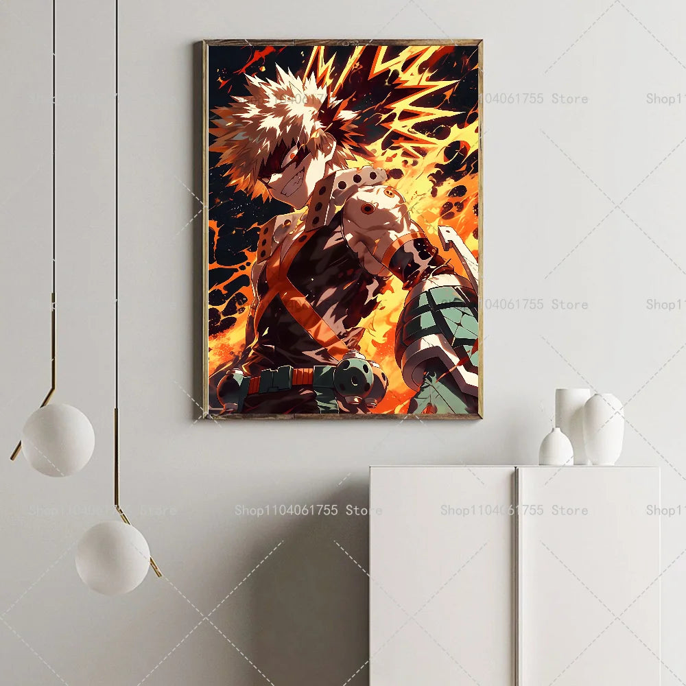 My Hero Academia Bakugo Anime Wall Poster Self-Adhesive Sticker Anime Wall Poster Axl