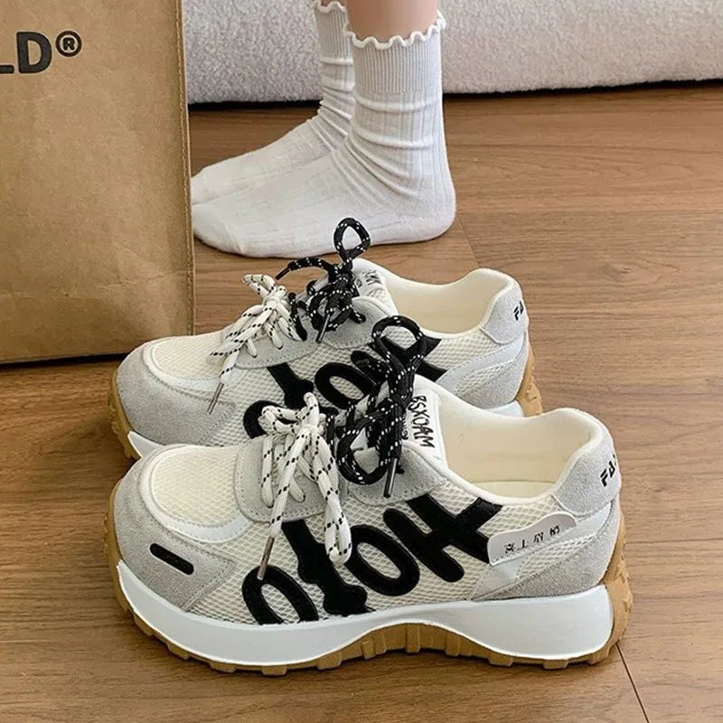 Women's Thick Sole Breathable Lace-Up Casual Sneakers Women's Casual Sneakers Axl beige 37