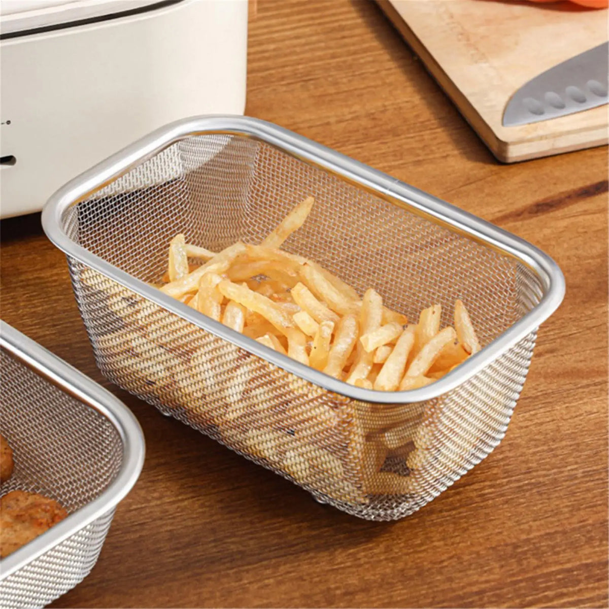 Stainless Steel Fine Mesh Strainer Basket | Rectangle Colander Kitchen Strainer Basket Axl
