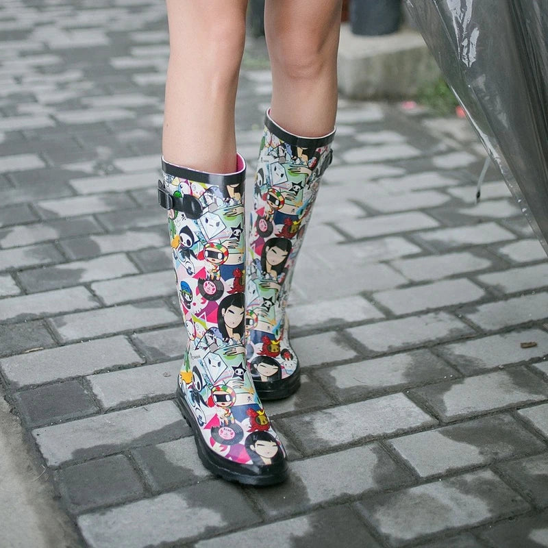 Women's Cartoon Mid-Calf Rain Boots – Non-Slip Waterproof Women's Rain Boots Axl