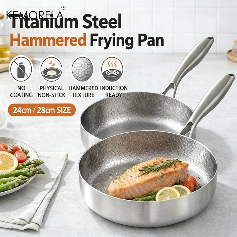 KEMORELA Titanium Non-Stick Frying Pan 20/24/28cm Skillet Titanium Frying Pan Axl