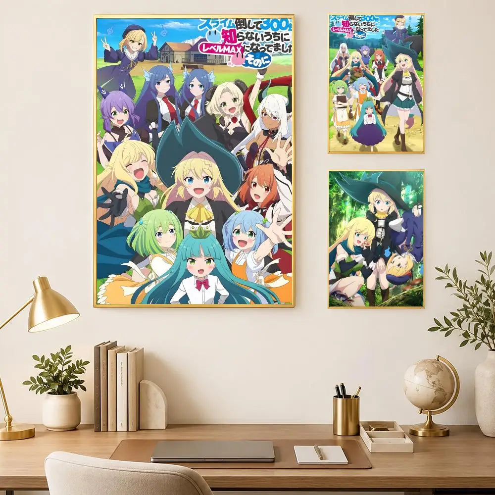 Killing Slimes 300 Years Anime HD PVC Self-Stick Wall Poster Anime Wall Poster Axl