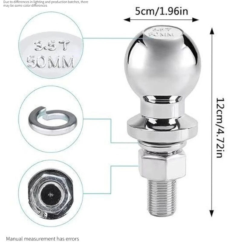 50mm Tow Ball Hitch M22 Thread 3.5T Heavy Duty – RV Caravan Tow Ball Coupling Axl sliver-1pcs