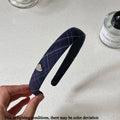 Navy Blue Plaid Hair Headband with Heart Decor for Women Hair Headband Axl Thin-1pcs