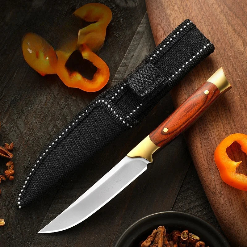 Redwood Fixed Blade Camping Knife – 5Cr13Mov Steel Wood Handle Fixed Blade Knife Axl