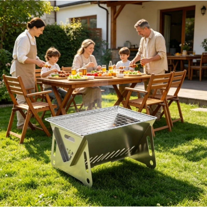 Portable Folding Charcoal BBQ Grill – Stainless Steel Camping Stove Portable Camping Grill Axl