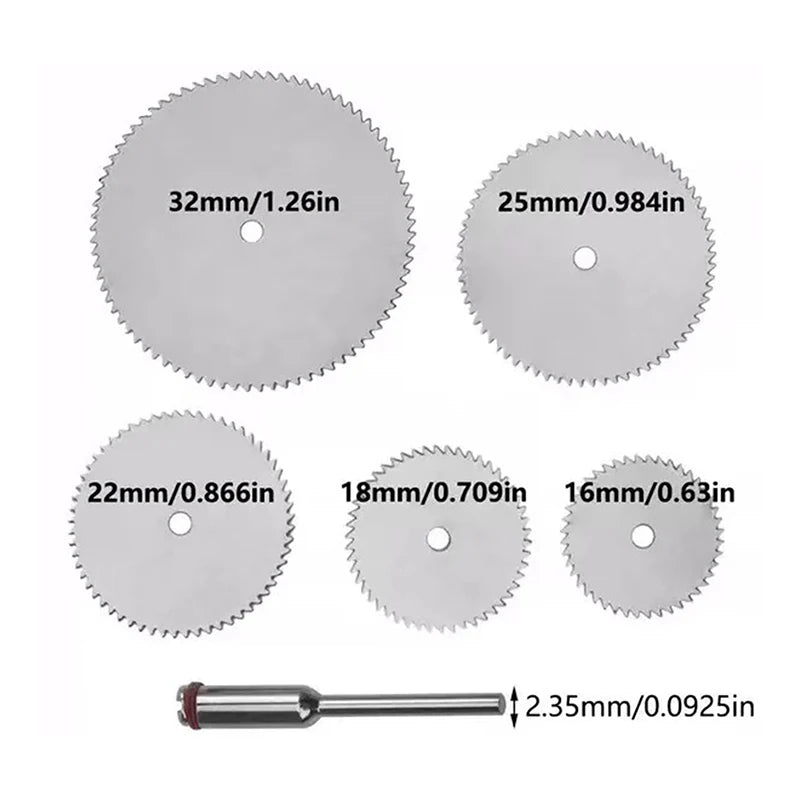 6-Pc Stainless Steel Cutting Disc Set for Rotary Tools 16–32mm Rotary Tool Blades Axl