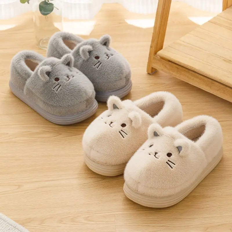 Women's Faux Fur Cat Slippers – Cozy Indoor Slides Size 36–45 Faux Fur Slippers Axl