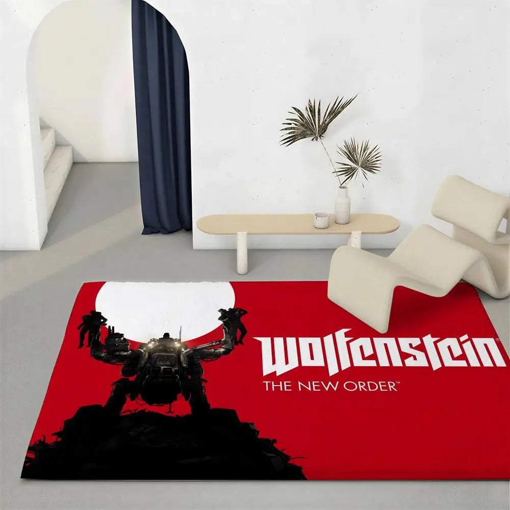 Wolfenstein Classic Game Flannel Floor Mat – Non-Slip Rug Flannel Floor Mat Axl White3 120x160cm