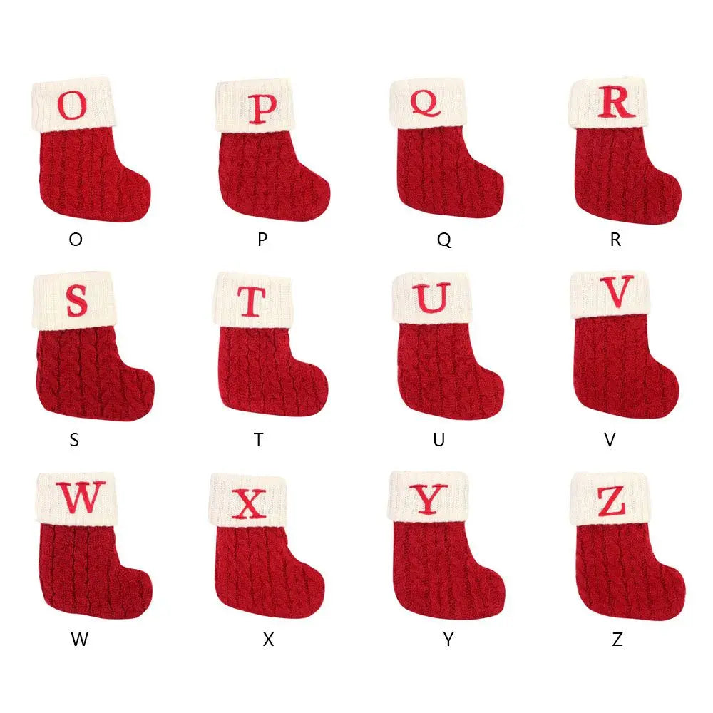 Knitted Christmas Stocking – Alphabet Letter Xmas Décor Gift Christmas Stocking Axl