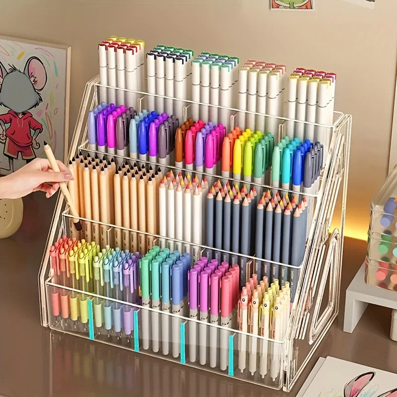 Large Capacity Acrylic Pen Holder & Desk Organizer Desk Pen Organizer Axl