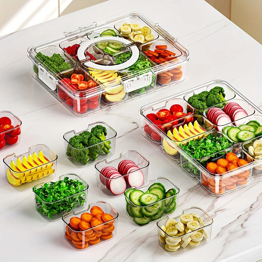 8-Grid Divided Plate with Lid – Fridge Food Storage Box Food Storage Container Axl
