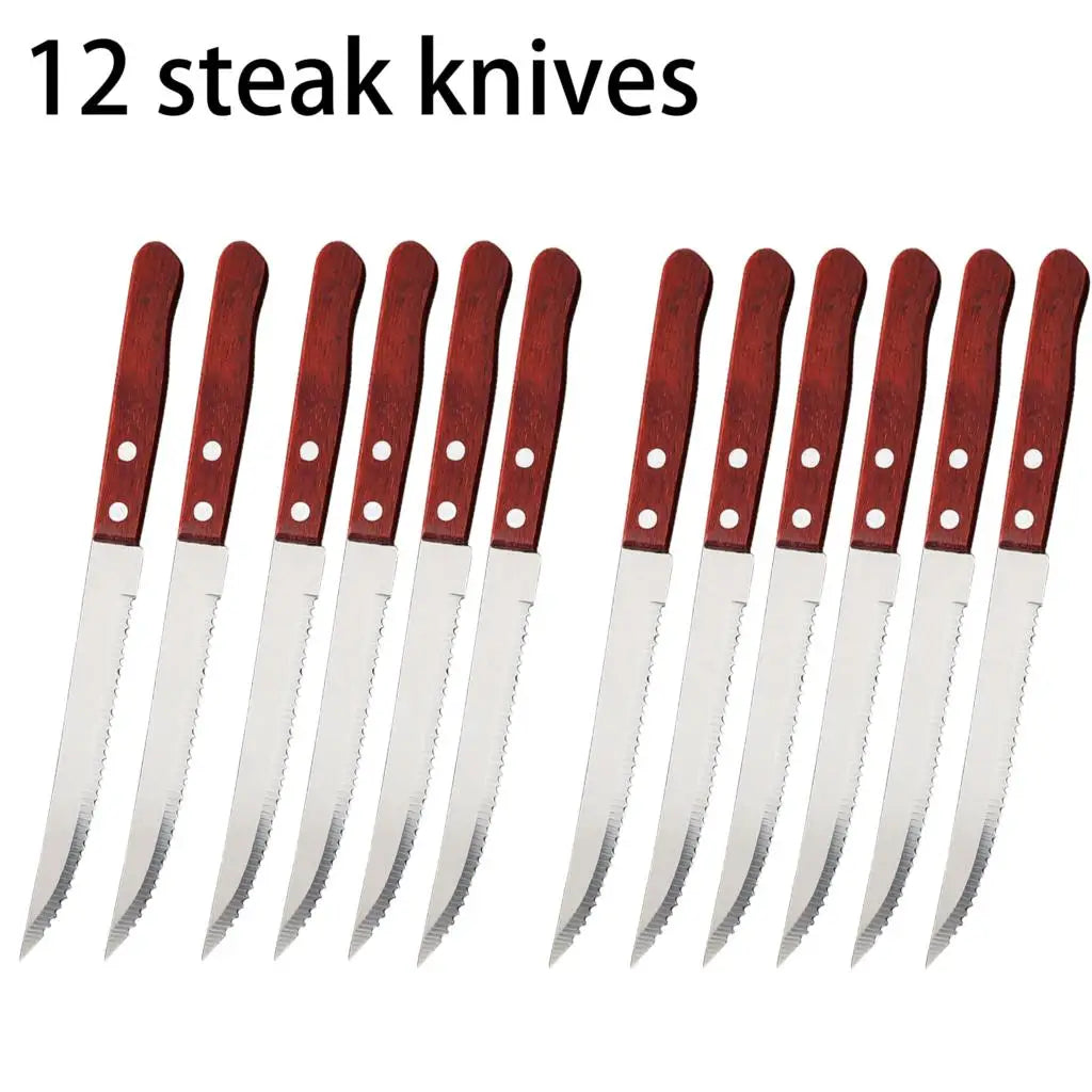Stainless Steel Steak Knives Set – Wood Handle | 1–20 Pcs Steak Knife Set Axl 12 steak knives China Mainland