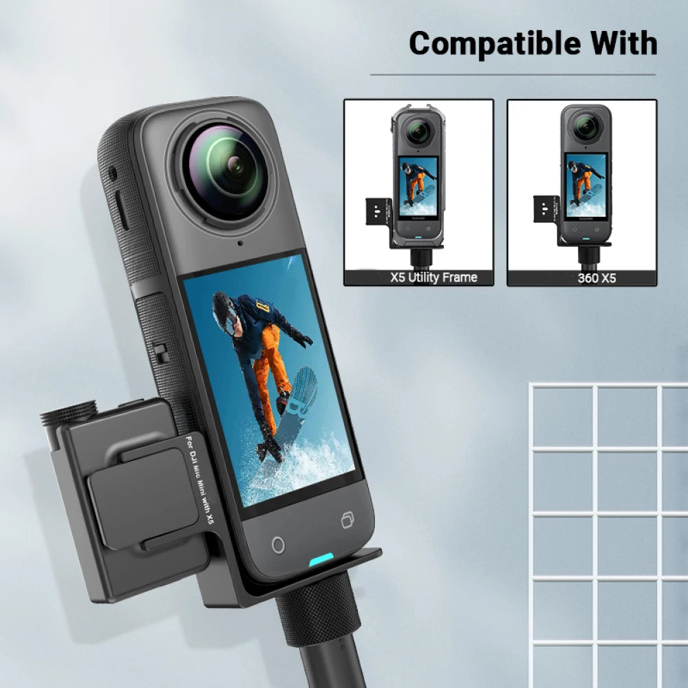 Cold Shoe Mount for Insta360 X5 & DJI Mic Mini | Aluminum Camera Mount Bracket Axl