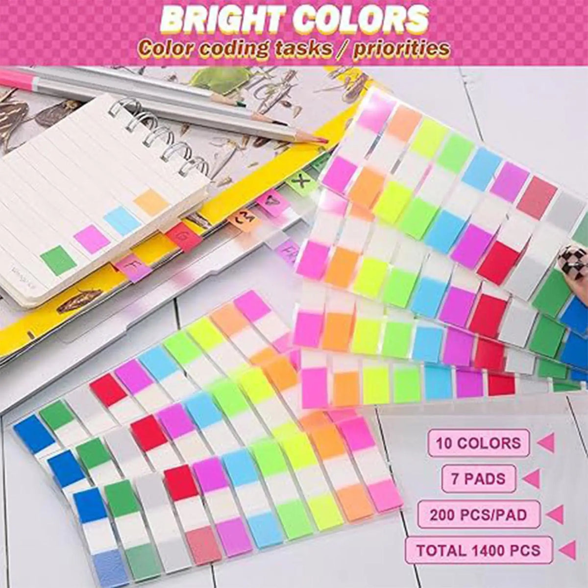 Sticky Index Tabs – 400 Colored Page Marker Labels for Notes Sticky Index Tabs Axl