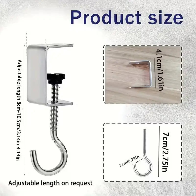 4-Pack Removable Desk Hooks – Backpack & Headphone Hanger Desk Organizer Hooks Axl