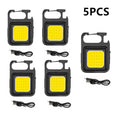 Portable COB Keychain Flashlight – 4 Modes, Magnet, USB Rechargeable COB Keychain Flashlight Axl 5pcs