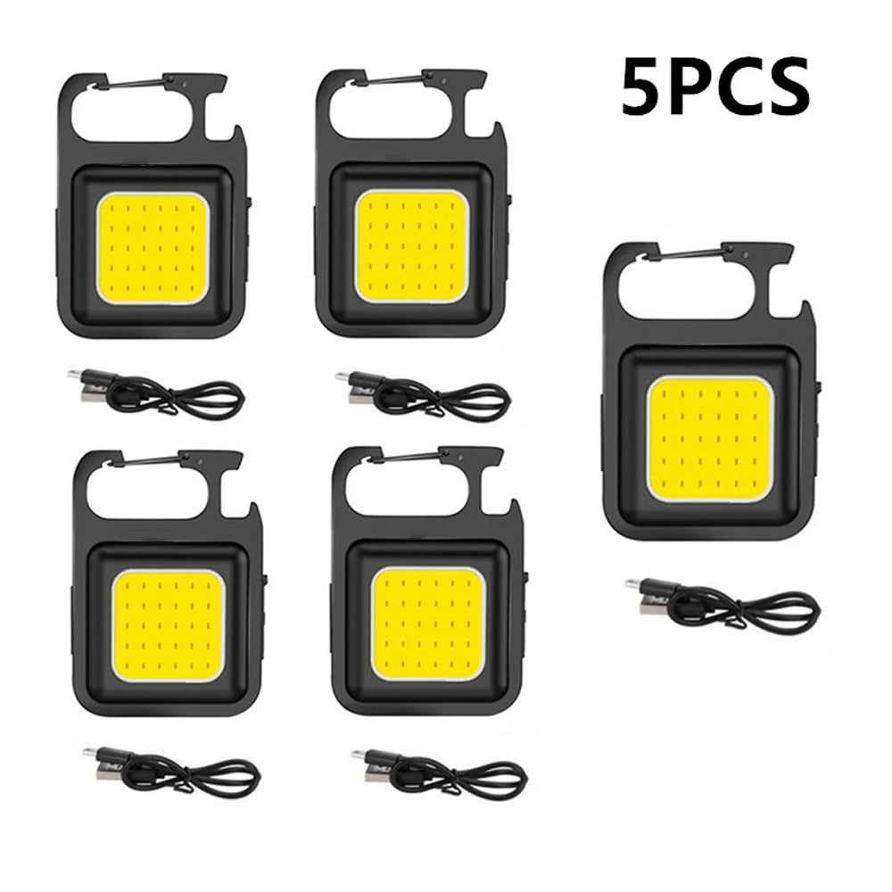 Portable COB Keychain Flashlight – 4 Modes, Magnet, USB Rechargeable COB Keychain Flashlight Axl 5pcs
