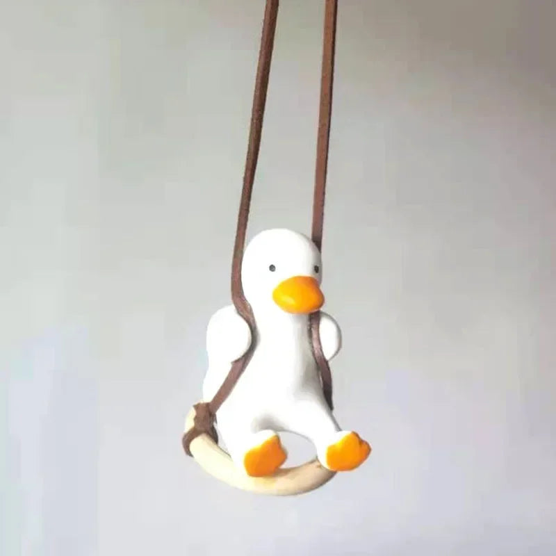 Swing Duck Car Mirror Pendant – Plaster Perfume Ornament Gift Car Mirror Ornament Axl Tire Duck