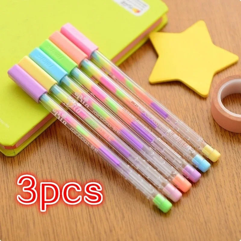 6-Piece Kawaii Rainbow Gel Pens – Kids Diary & Art Deco Set Gel Pen Set Axl