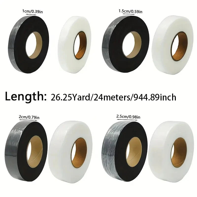 Iron-On Hem Tape – Double-Sided Fusible Web, 2 Rolls Black & White Fusible Hem Tape Axl