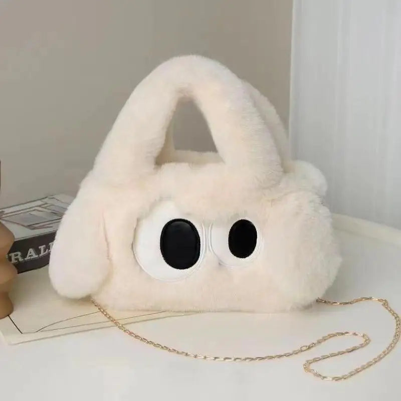 Big-Eyed Plush Fur Tote Bag – Women's Crossbody Shoulder Handbag Plush Tote Handbag Axl
