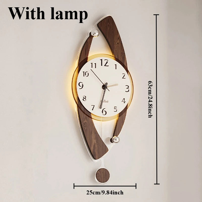 Nordic Minimalist Acrylic Wall Clock – Large Luminous Retro Wall Clock Axl Walnut colored small