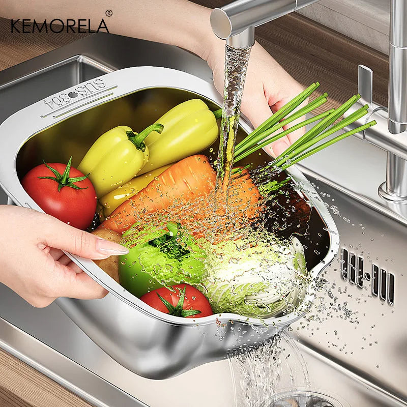 KEMORELA 304 Stainless Steel Rice Washer Strainer Bowl Strainer Colander Bowl Axl